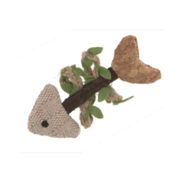 Arête de poisson en lin et chanvre naturel avec herbe à chat 10,5x5,5 cm