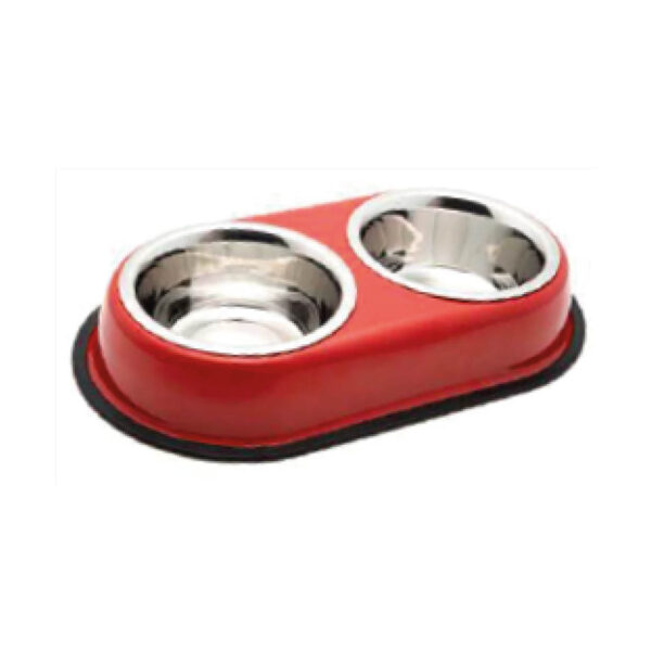 Bol double antidérapant en inox 2x450 ml couleurs ass
